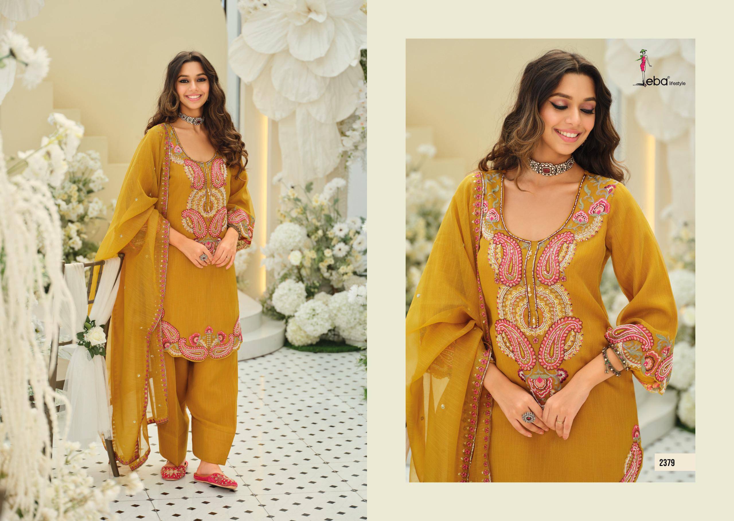 ZAINAB By Eba Lifestyle 2377 to 2379 Series Ready To Wear Heavy chinon readymade Dresses At Wholesale Price